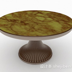 圆形大理石餐桌3d模型下载