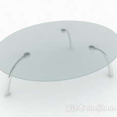 椭圆形玻璃茶几3d模型下载
