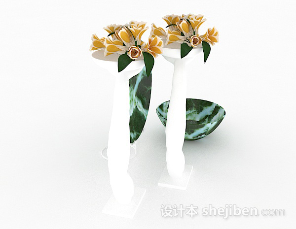 免费精致组合家居绿色花瓶摆件3d模型下载