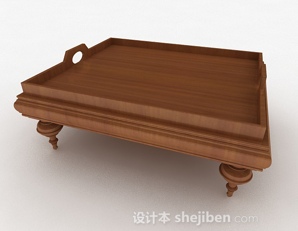 现代风格棕色木质茶几3d模型下载