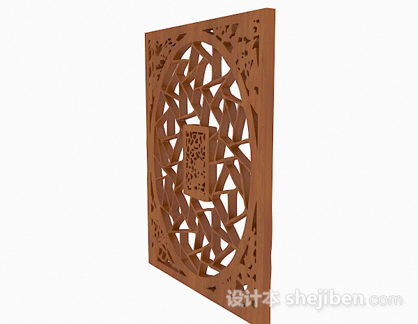 免费中式木质镂空雕花窗户3d模型下载