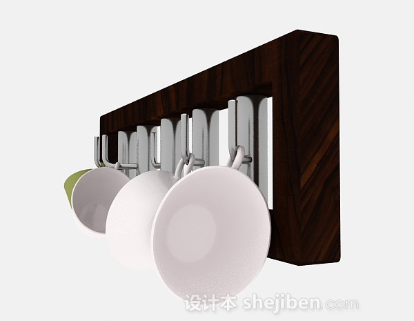 设计本木质厨房晾碗架3d模型下载