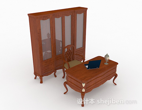 木质家居书柜3d模型下载
