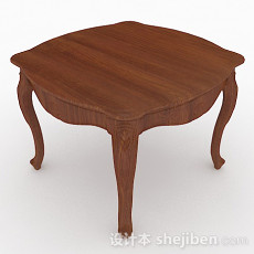 复古棕色木质餐桌3d模型下载