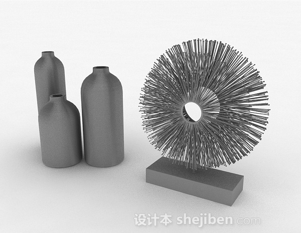 现代风格古朴简约组合花瓶3d模型下载