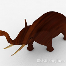 东南亚风木质大象摆设品3d模型下载