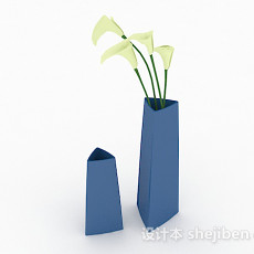 简约蓝色组合花瓶摆件3d模型下载