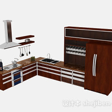 现代风格木质整体橱柜3d模型下载