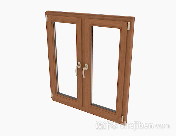免费现代风格木质双门平开窗3d模型下载