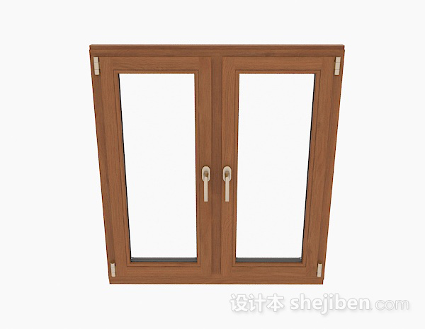 现代风格现代风格木质双门平开窗3d模型下载