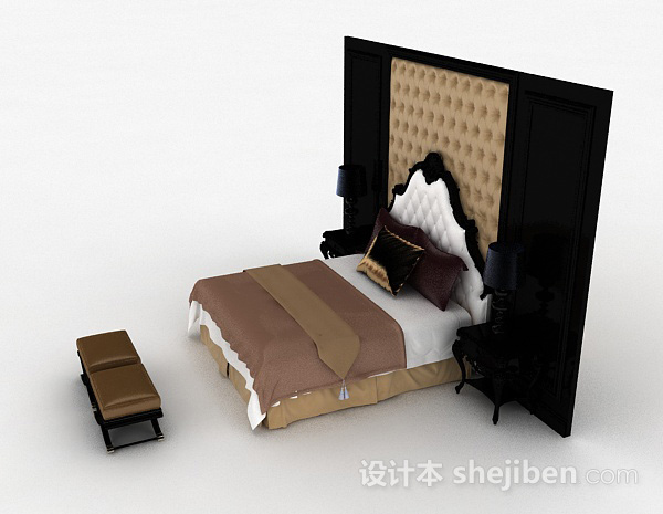 设计本欧式家居双人床3d模型下载