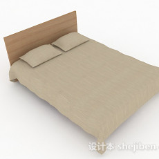 简约木质双人床3d模型下载