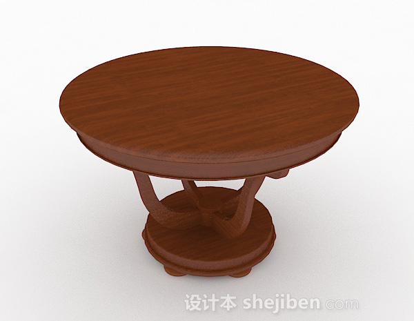 现代风格棕色圆形餐桌3d模型下载