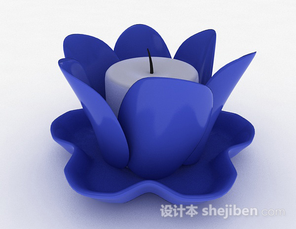 设计本蓝色莲花状烛台3d模型下载