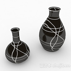 最新黑底白色线条时尚花瓶3d模型下载