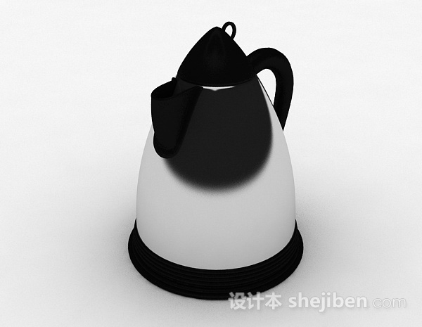 黑色圆锥形金属烧水壶3d模型下载