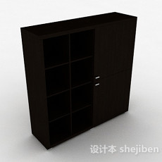 棕色简约木质衣柜3d模型下载