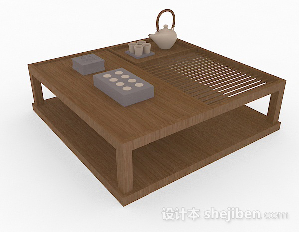 日式木质小茶几3d模型下载
