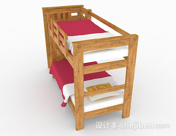 设计本木质儿童床上下铺3d模型下载