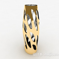 最新金色镂空立体花瓶摆件3d模型下载