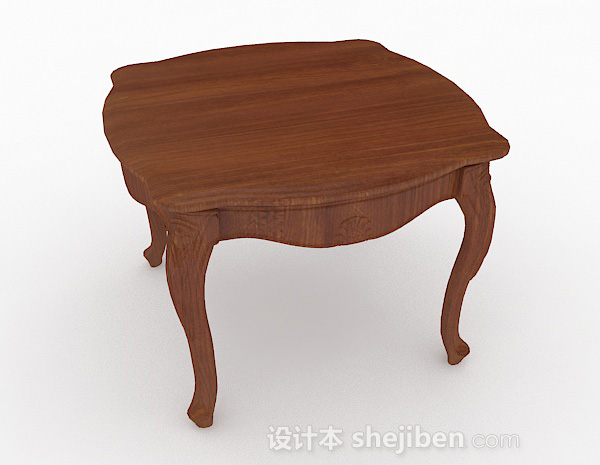 设计本复古棕色木质餐桌3d模型下载