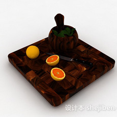 棕色实木拼接菜板3d模型下载