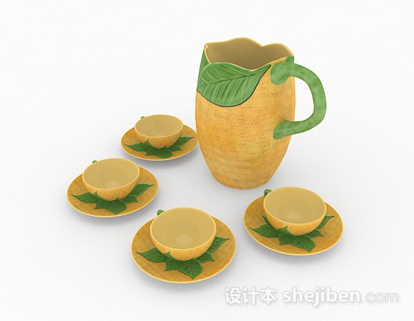 东南亚风格东南亚风陶瓷茶具3d模型下载