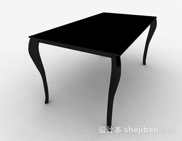 免费黑色长方形餐桌3d模型下载