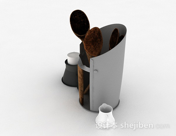 免费简易厨房用具收纳桶3d模型下载