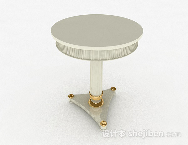 现代风格白色圆形小餐桌3d模型下载