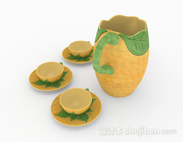 免费东南亚风陶瓷茶具3d模型下载
