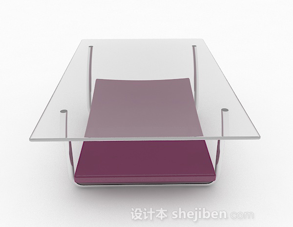 设计本紫色玻璃简约茶几3d模型下载