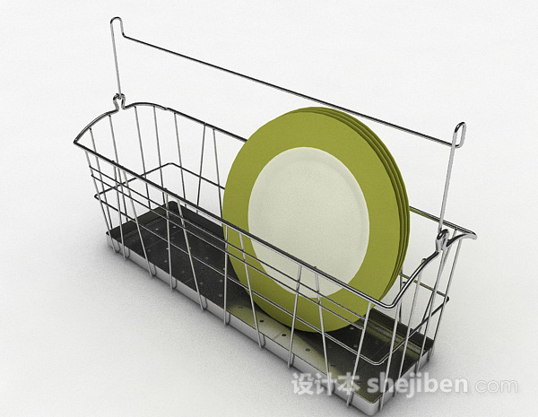 现代风格简约不锈钢厨房晾碗架3d模型下载