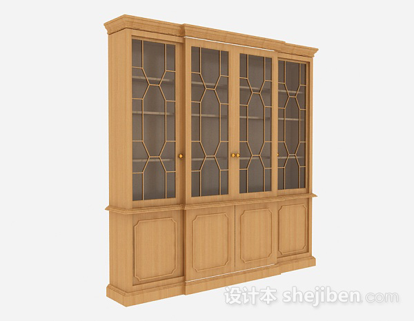 现代风格黄色木质家居书柜3d模型下载