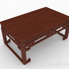 中式棕色木质茶几3d模型下载