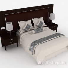 家居白色双人床3d模型下载