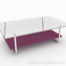 紫色玻璃简约茶几3d模型下载