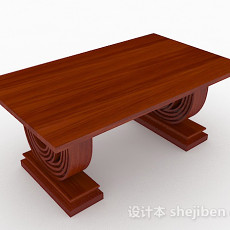 红棕色木质餐桌3d模型下载