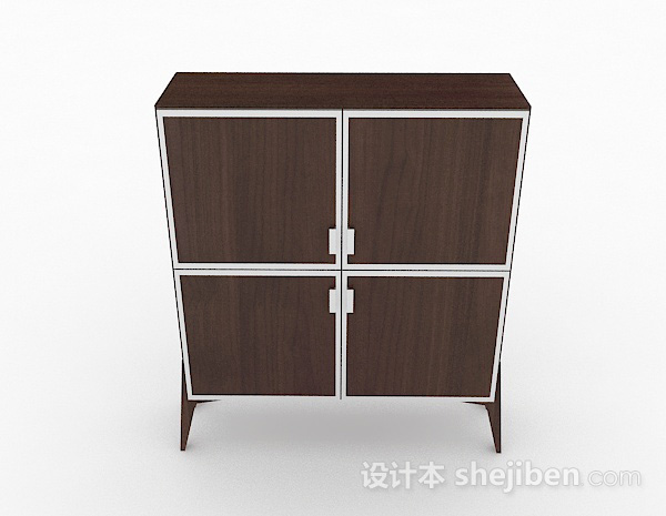 现代风格深棕色简约家居木柜3d模型下载