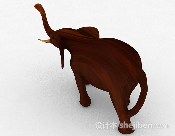 免费东南亚风木质大象摆设品3d模型下载
