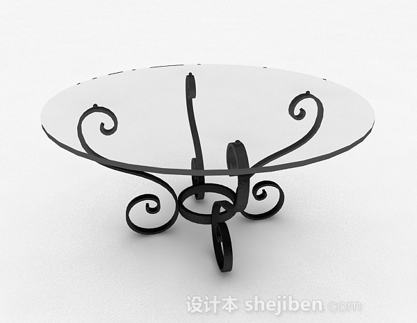 现代风格圆形玻璃餐桌3d模型下载