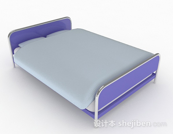 蓝紫色双人床