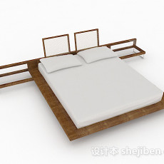 榻榻米木质双人床3d模型下载