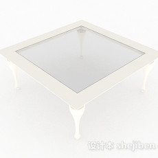 白色方形玻璃茶几3d模型下载