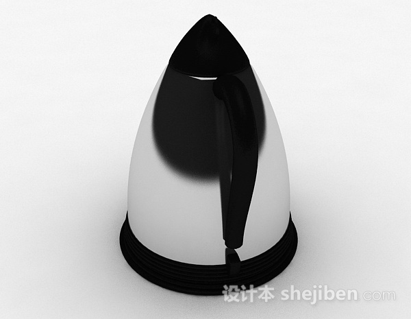 设计本黑色圆锥形金属烧水壶3d模型下载