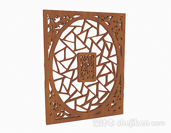 中式木质镂空雕花窗户