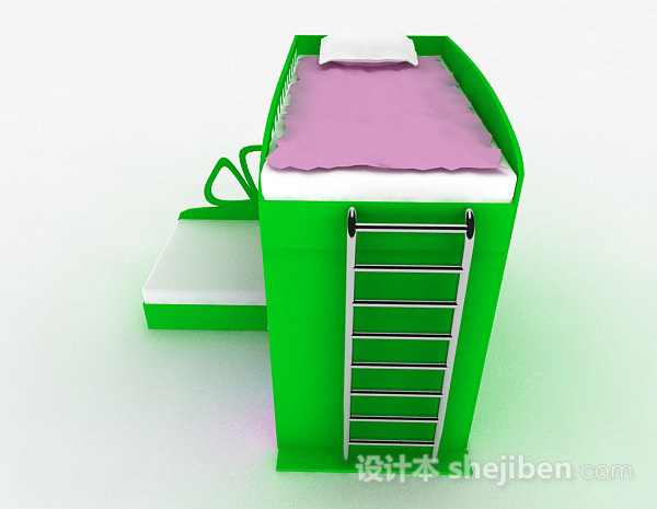 设计本绿色儿童床上下床3d模型下载