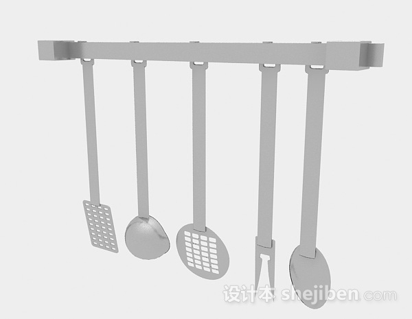 现代风格简单不锈钢厨具悬挂架3d模型下载