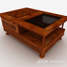 中式木质家居茶几3d模型下载