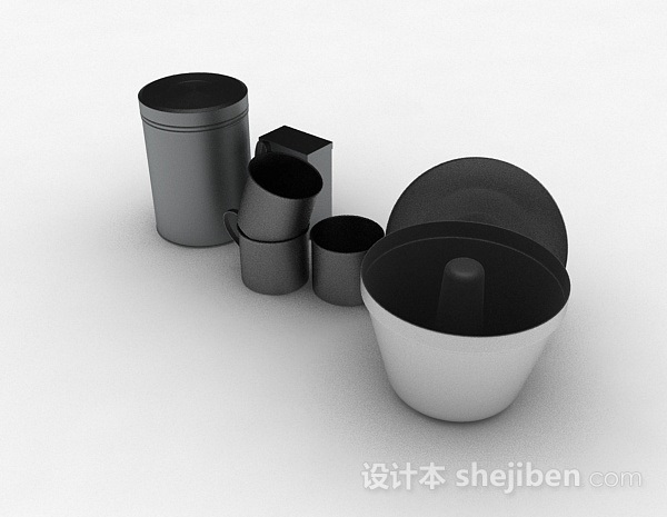 现代风格黑色金属厨房用具3d模型下载
